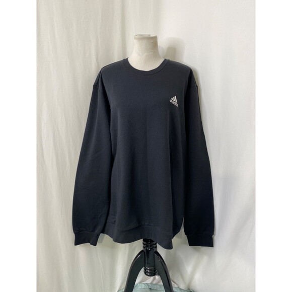 Adidas Men’s Sweatshirt Black Long Sleeve Embroidered Crew Neck Size XXL - Picture 2 of 14